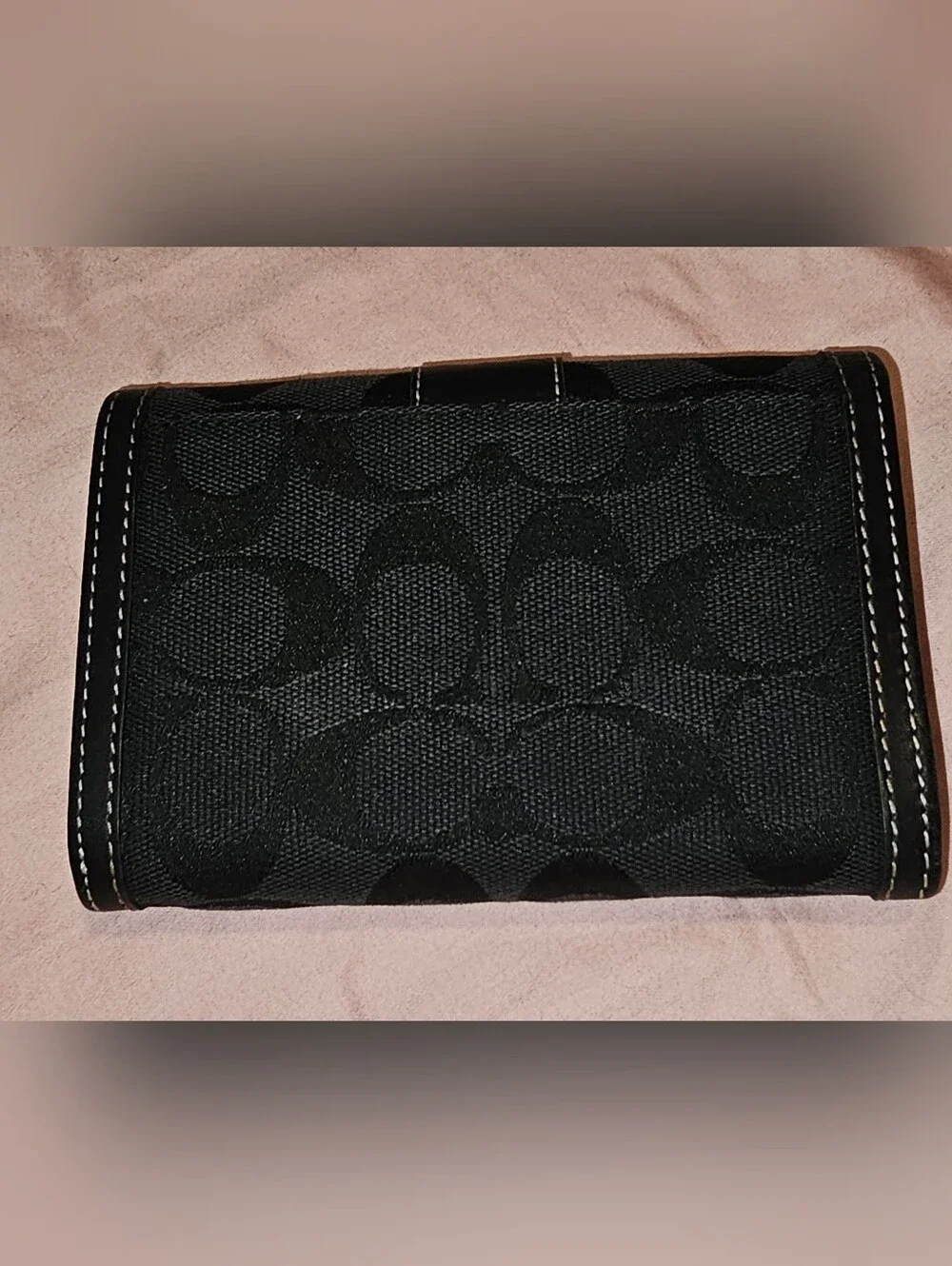 Authentic Coach Black Signature Canvas Leather Wallet Vintage Y2K